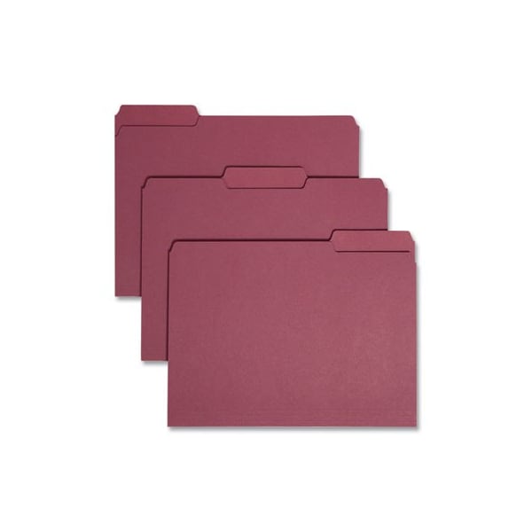 Smead Smead, INTERIOR FILE FOLDERS, 1/3-CUT TABS, LETTER SIZE, MAROON, 100PK 10275 - main